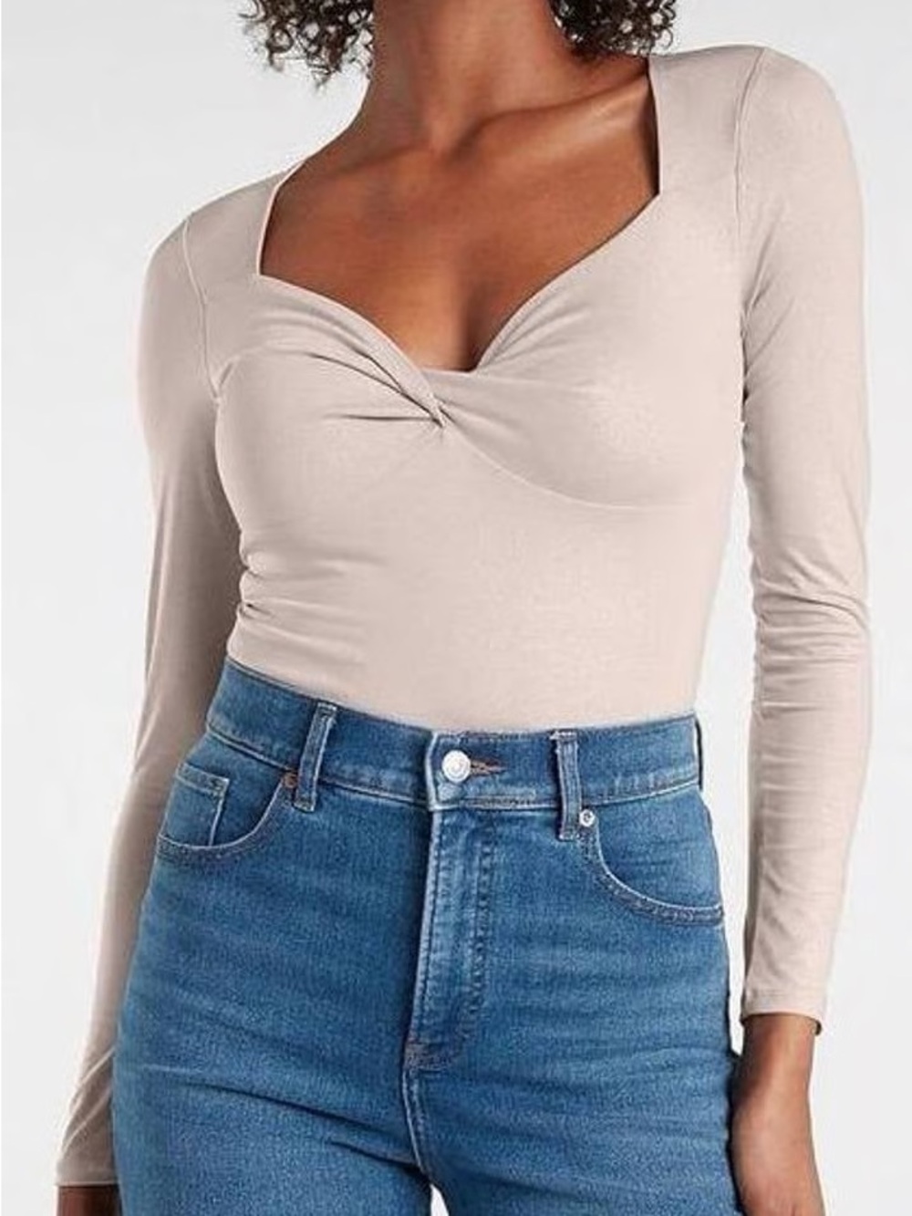 NWT Express Body Contour Metallic Twist Bodysuit Blushing Mauve Size M